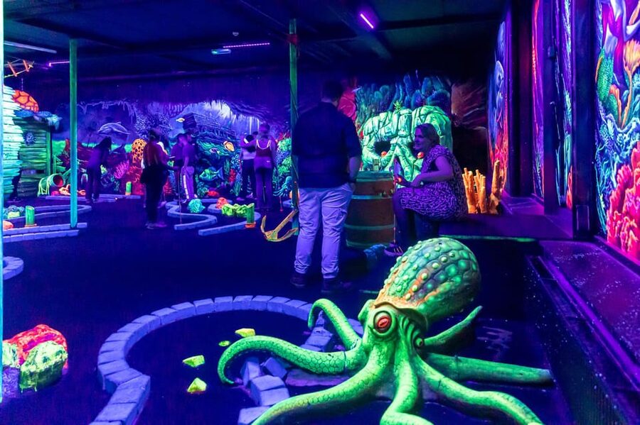 Aloha Amsterdam: 12-Hole Glow-in-the-Dark Mini-Golf - The bar, food, and extra activities