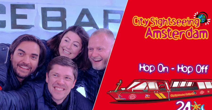 Amsterdam: 24-Hour Hop-On Hop-Off Boat and XtraCold Icebar - The red line connects the city’s main sights