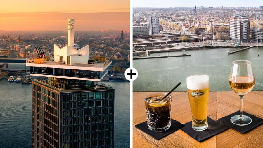 Amsterdam: A'DAM Lookout Entry Ticket with 2 Drinks - The 20-floor elevator ride