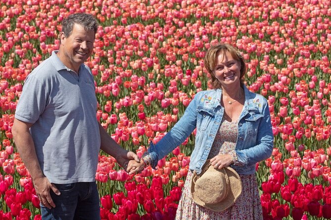 Amsterdam: Day trip to Tulip Farm, Keukenhof + Windmill Cruise - Riding through the bulb fields near Lisse