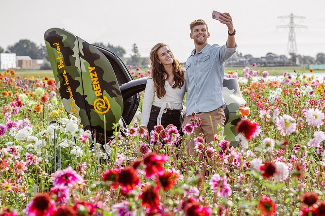 Drive it yourself electric Dune & Summer Flower GPS audio tour - De Tulperij and the close-up view of dahlia fields