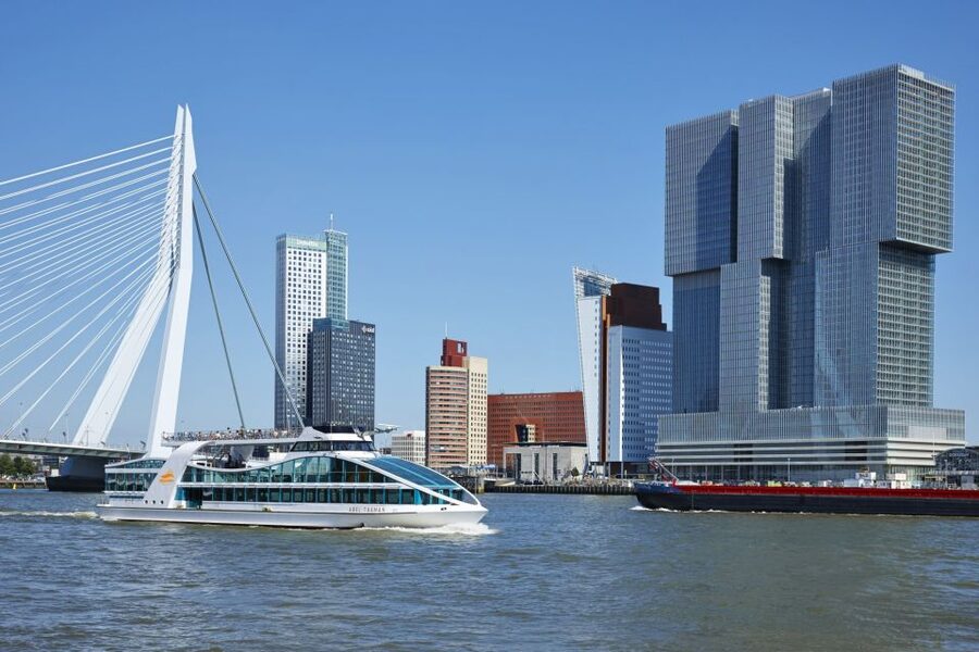 Rotterdam: Harbor Sightseeing Cruise - Leaving Willemsplein with Rotterdam’s skyline ahead